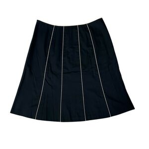 Ann Taylor Black A-Line Skirt with White Trim